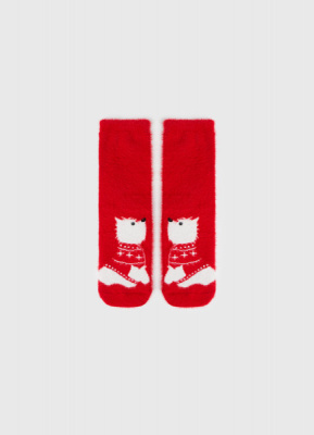 Пушистые носки с рисунком для девочек, Красный