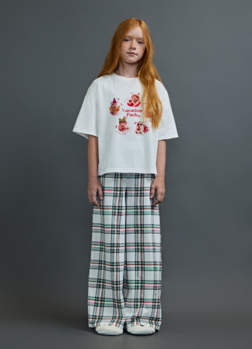 Пижамные брюки в клетку для девочек, Белый