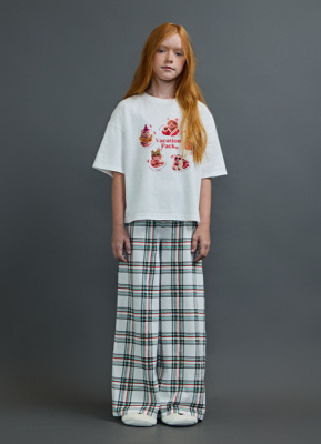 Пижамные брюки в клетку для девочек, Белый