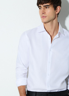 Рубашка из структурной ткани, Белый