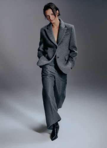 Однобортный жакет из натуральной шерсти, Серый