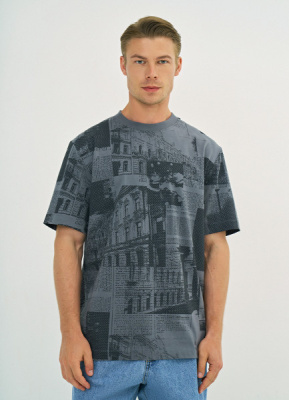 Футболка с принтом, Серый