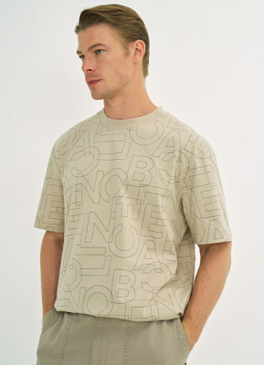 Футболка с принтом, Бежевый