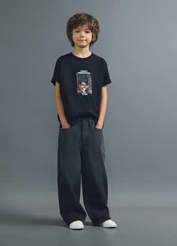 Широкие джинсы с градиентом для мальчиков, Серый