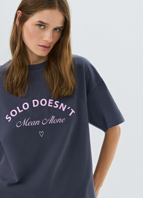 Футболка оверсайз с принтом, Серый