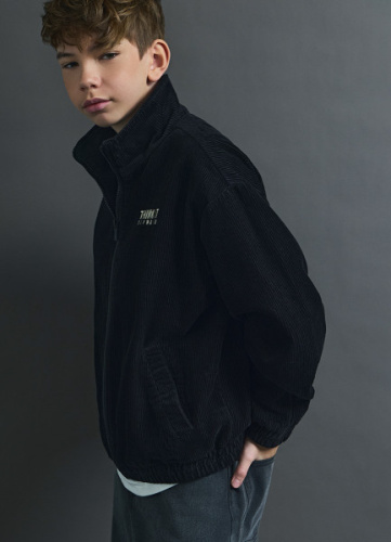 Вельветовая куртка на молнии для мальчиков, Черный