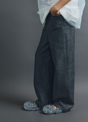 Джинсы Straight с люрексом для девочек, Серый