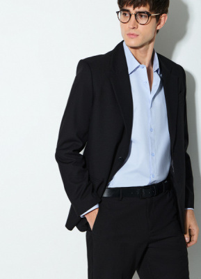 Рубашка из структурной ткани, Голубой