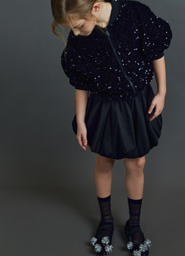 Юбка-баллон мини для девочек, Черный