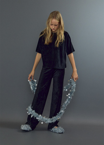 Широкие брюки для девочек, Черный