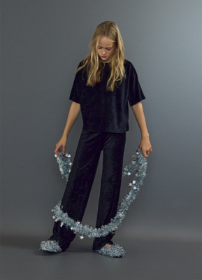 Широкие брюки для девочек, Черный