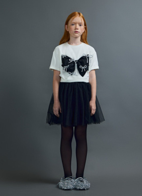 Сетчатая мини-юбка для девочек, Черный