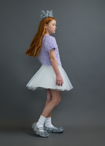 Сетчатая мини-юбка для девочек, Белый