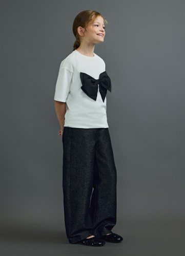 Джинсы Straight с люрексом для девочек, Черный