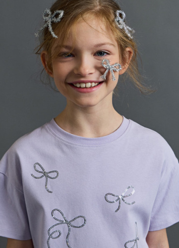 Футболка с пайетками для девочек, Фиолетовый