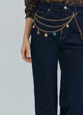 Пояс-цепь с декоративными подвесками, Золотой