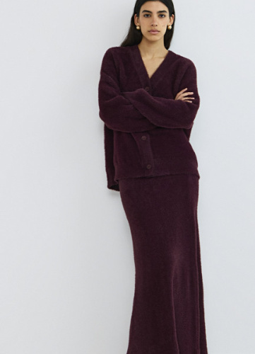 Трикотажная юбка из пушистой пряжи, Фиолетовый