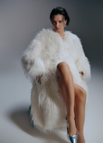 Шуба из искусственного меха, Бежевый