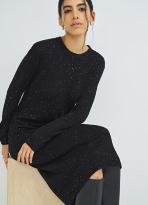 Вязаное платье с пайетками, Черный