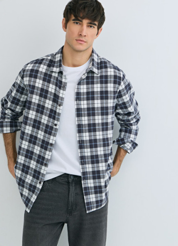 Рубашка в клетку, Серый