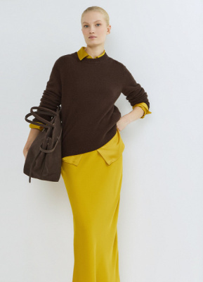 Сатиновая юбка А-силуэта, Желтый