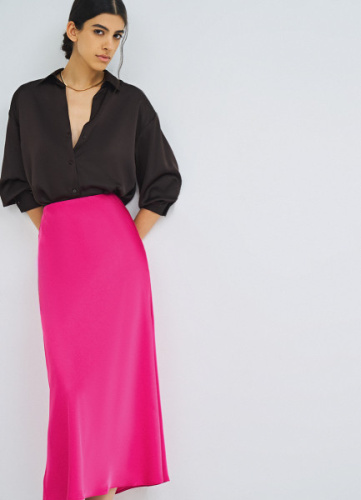 Сатиновая юбка А-силуэта, Розовый