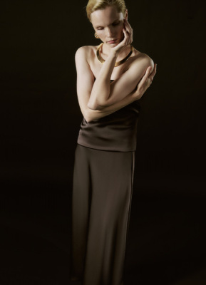 Сатиновая юбка А-силуэта, Коричневый