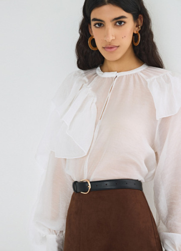 Блузка из лиоцелла с рюшами, Белый