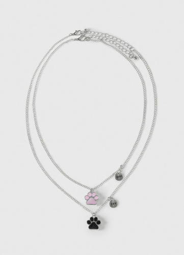 Ожерелье с подвесками для девочек, 2 шт., Серебряный