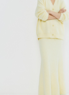 Трикотажная юбка из пушистой пряжи, Желтый