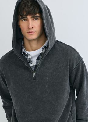 Худи c эффектом стирки, Серый