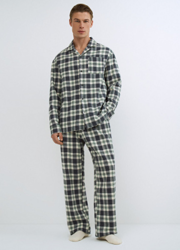 Брюки пижамные в клетку, Зеленый