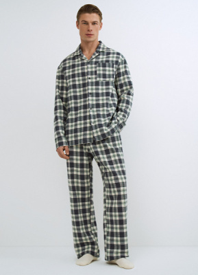 Брюки пижамные в клетку, Зеленый