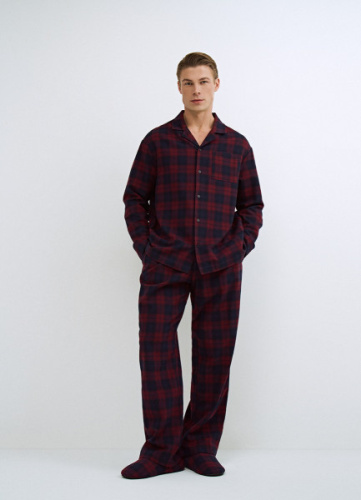 Брюки пижамные в клетку, Синий