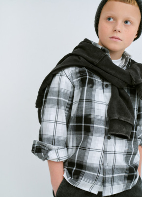 Рубашка из фланели для мальчиков, Черный