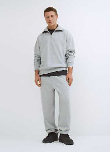 Свитшот с воротником-стойкой на молнии, Серый