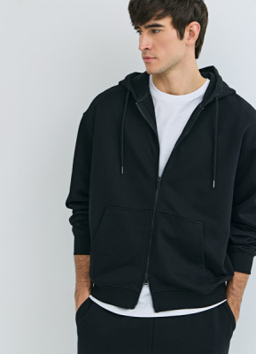 Толстовка на молнии с капюшоном, Черный