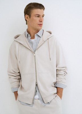 Толстовка на молнии с капюшоном, Белый