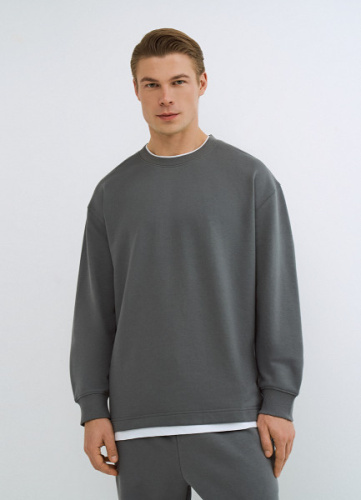 Свитшот с имитацией футболки, Серый