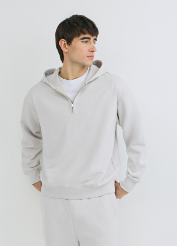 Толстовка на молнии с капюшоном, Белый