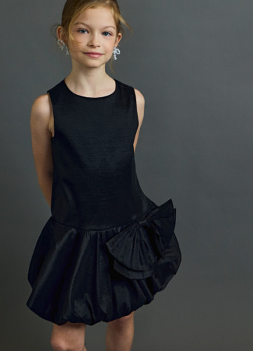 Платье с пышной юбкой и бантом для девочек, Черный