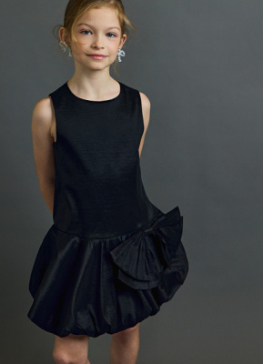 Платье с пышной юбкой и бантом для девочек, Черный