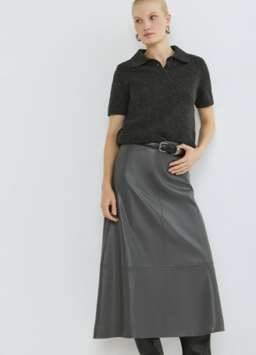 Юбка миди из искусственной кожи, Серый