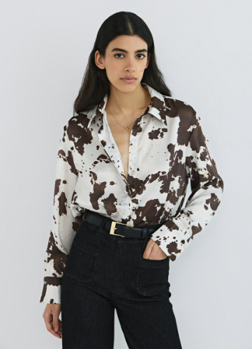 Блузка с анималистичным принтом, Оранжевый