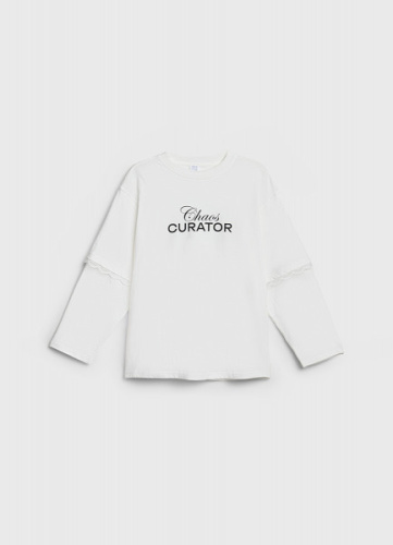 Лонгслив с принтом для девочек, Белый