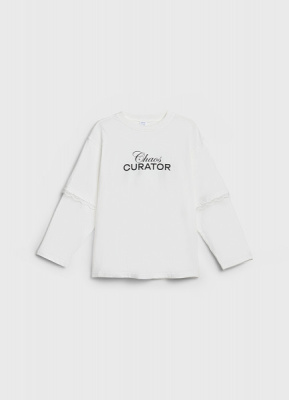 Лонгслив с принтом для девочек, Белый