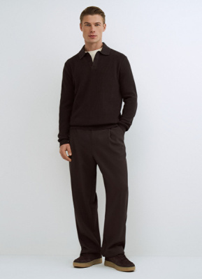 Текстурное вязаное поло, Коричневый