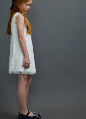 Фактурное платье мини для девочек, Белый