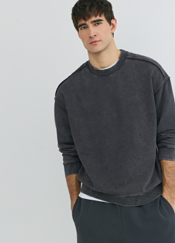 Свитшот с эффектом стирки, Серый