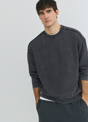 Свитшот с эффектом стирки, Серый